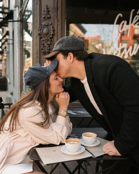 our mornings coffee dates >> 👫☕️ captured by the talented @lindseycolephotography 📸✨ #westvillage #cafekitsune #photographer #photography #nycphotography #couples #engaged #engagementshoot #pinterest #coffeeshop Coffee Shop Couple, Brownstone New York, City Couple Photos, Couple Chic, Cozy Neighborhood, Cozy City, Nyc Brownstone, New York Couple, Anniversary Pics