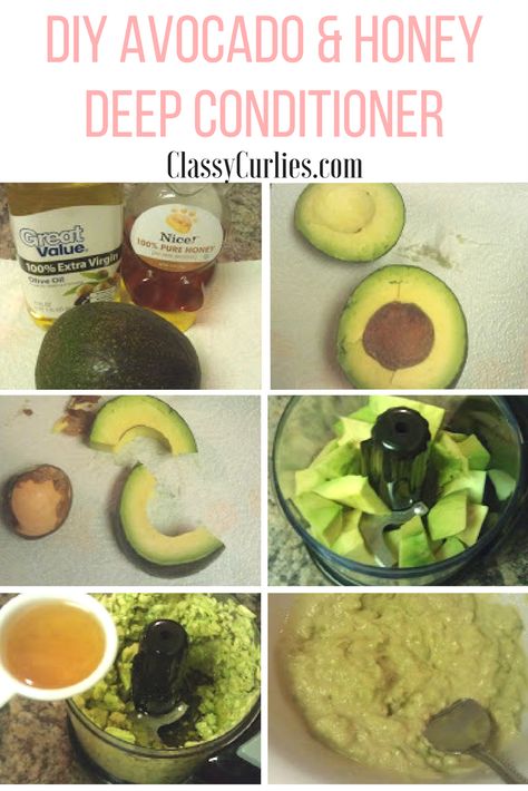 DIY Honey and Avocado Deep Conditioner - ClassyCurlies Avocado And Honey, Hair Mayonnaise, Diy Deep Conditioner, Diy Conditioner, Deep Conditioner For Natural Hair, Natural Hair Diy, Homemade Hair Products, Diy Hair Mask, Hair Rinse