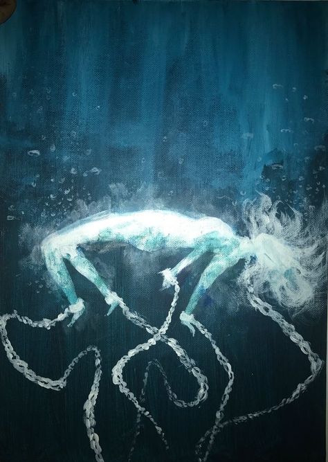 Drowned Character Design, Falling Into Water Drawing, Drowned Aesthetic Dark, Girl In Water Drawing, Drowned Drawing, Drowned Aesthetic, Underwater Drawing, Underwater Art, Water Drawing