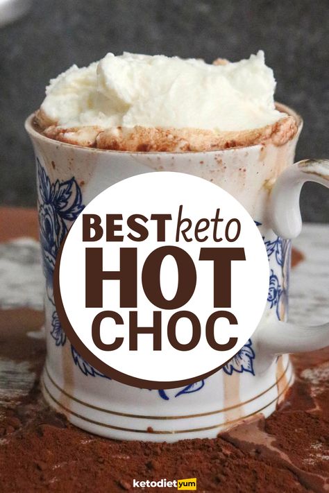 A Low-Carb and Keto-Friendly Hot Chocolate Recipe which makes a rich, velvety hot chocolate with an amazing chocolaty aroma! Keto Hot Chocolate Recipe, Keto Hot Chocolate, Sugar Free Hot Chocolate, Keto Holiday, Postre Keto, Low Carb Drinks, Hot Chocolate Recipe, Keto Drink, Chocolate Recipe