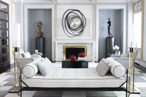 Our Four Favorite Sofa Silhouettes - The Chriselle Factor Jean Louis Deniot, Houston Interior Designers, New York Buildings, French Interior Design, Neoclassical Interior, Geometric Floor, American Interior, Apartment Projects, Interiors Dream