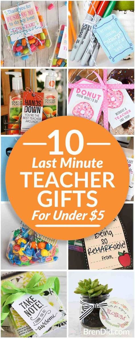 10 easy last minute teacher gifts (with free printables) take less than 5 minutes to make and costs less than $5 each! Perfect for all the teachers on your list! #christmasgift #teachergift #teacherappreciation via @brendidblog Last Minute Teacher Gifts, Teacher Appreciation Diy, Easy Teacher Gifts, Unique Teachers Gift, Teacher Appreciation Gifts Diy, Teachers Diy, Teachers Gifts, Easy Birthday, Cheap Christmas