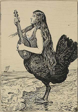 Hans Thoma: Siren 1892 Hans Thoma, Medieval Artwork, Francis Picabia, Bird People, Mythological Creatures, Weird Creatures, Medieval Art, Magical Creatures, Sirens