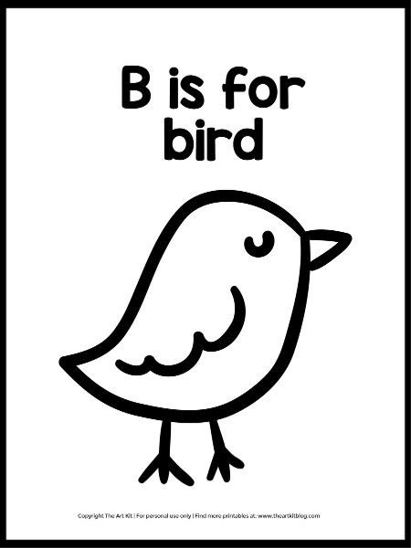 Bird Activities For Toddlers, B Is For Bird, Bird Crafts Preschool, Bird Coloring Page, Bird Printables, Earth Day Worksheets, Letter Practice, Infant Lesson Plans, Bird Coloring