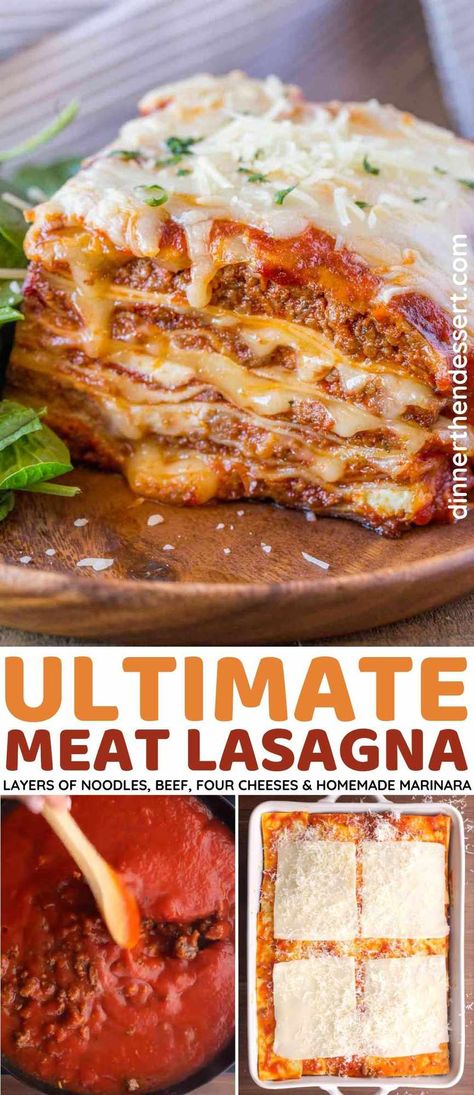 Ultimate Meat Lasagna with four cheeses, homemade marinara and a few chef tricks tastes like it's from your favorite Italian restaurant. Lasagne Recipes Homemade Lasagna, Chef Tricks, Lasagna No Meat Recipe, Homemade Lasagna Recipe, Homemade Lasagna Recipes, Black Color Hairstyles, Best Lasagna Recipe, Lasagna Recipes, Beef Lasagna