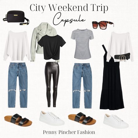 Spring Travel Outfits Carry On, Weekend Holiday Packing List, Three Day Trip Outfits, Mix And Match Outfits For Travel Minimalist Packing, Weekend Fashion Casual, What To Pack For City Trip, Summer Weekend Capsule Wardrobe, Weekend Walking Outfit, Outfit Ideas For Weekend Trip