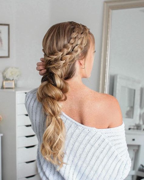 Triple French Braid Double Waterfall Mini Bun | MISSY SUE Lace Headband Braid, Fishtail Braid Updo, Dutch Braid Ponytail, Two Dutch Braids, Dutch Fishtail Braid, Fishtail French Braid, Missy Sue, Two French Braids, French Braid Ponytail