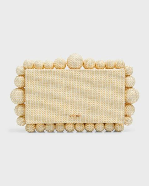 The 24 Best Designer Raffia Bags For Summer - PurseBlog Cult Gaia Clutch, Cult Gaia Bag, Raffia Clutch, Summer Clutch, Raffia Bag, Cult Gaia, Beaded Trim, Work Bags, Small Shoulder Bag