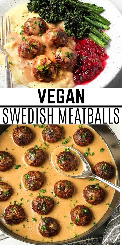 Plant Based Swedish Meatballs, Vegan Ikea Meatballs, Vegan Meatballs And Gravy, International Vegan Recipes, Vegan Swedish Meatballs Gravy, Vegan Meatball Soup, Comfort Food Vegan, Vegetarian Swedish Meatballs, Vegan Swedish Meatballs