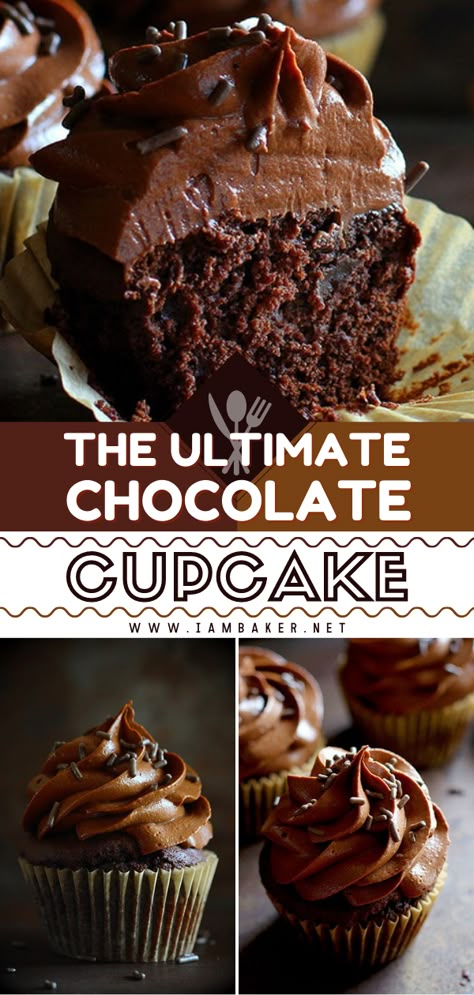 Chocolate Fudge Cupcakes, Sour Cream Chocolate Cake, Chocolate Cupcake Recipe, Best Chocolate Cupcakes, Chocolate Chip Cupcakes, Chocolate Cupcakes Moist, Cupcakes With Chocolate, Chocolate Cream Cheese Frosting, Dessert Sauce