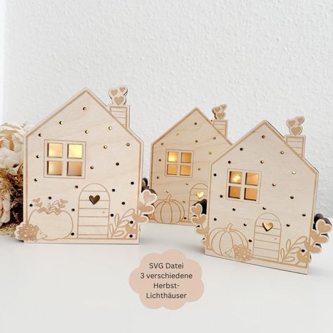 Home Wölkchenwerkstatt Wooden Houses, Autumn Lights, Diy Presents, Light Houses, Wooden Projects, Light House, Wooden Crafts, Wedding Shop, Favorite Things Gift