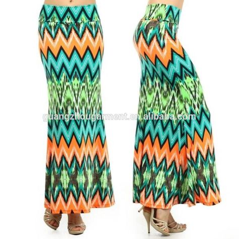 Colorful Skirt, Colorful Skirts, Cool Summer Outfits, Trendy Prints, Chevron Print, Cotton Skirt, Neon Colors, Basic Tank, Skirt Fashion