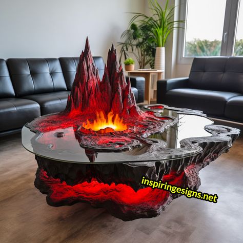 These Volcano Coffee Tables Will Erupt Your Living Room With Modern Design Crazy Homes, Crazy Home, Amazing Bedroom Designs, Mount Vesuvius, Cool Fire, Table Art, Home Goods Decor, Fantasy Creatures Art, Cool House Designs