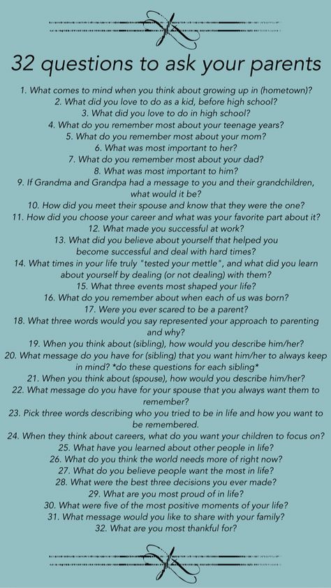 Questions To Ask Your Parents About Their Life, Things To Ask Grandparents, Questions To Ask Your Mom About You, Questions To Ask My Daughter, Legacy Questions For Grandparents, Parent Interview Questions, Questions To Ask Your Mom About Her Life, Family Meeting Questions, Questions To Ask Your Mother Before She Dies