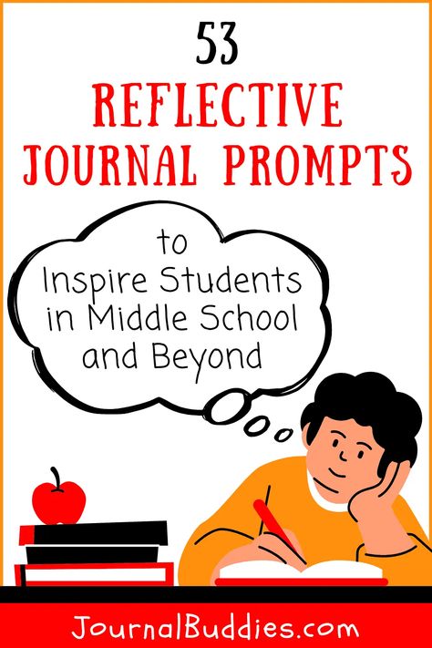 Writing Prompts For High School Students, Reflective Writing Prompts, Journal Prompts For Middle Schoolers, Journal Prompts Middle School, Middle School Self Portraits, Reflective Journal Example, Student Self Reflection, Reflective Journal Prompts, Reflective Journaling