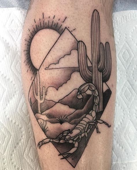 Diamond Shape Tattoo, Desert Landscape Tattoo, Tattoo Inner Forearm, Desert Tattoos, Rattlesnake Tattoo, Desert Tattoo, Succulent Tattoo, Tattoo Cool, Skyline Tattoo