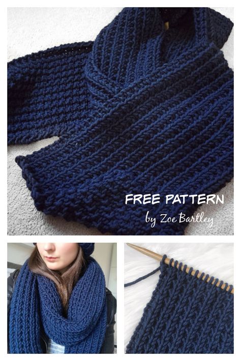 Blue Steel Chunky Beanie and Scarf Free Knitting Pattern Ribbed Scarf Knitting Patterns Free, Chunky Wool Scarf Knitting Pattern, Chunky Knit Scarves Free Pattern, Wool Scarf Knitted Pattern, Bulky Knit Scarf Patterns Free, Blue Knitted Scarf, Chunky Scarf Knitting Patterns Free, Chunky Yarn Knitting Patterns Free, Wool Ease Thick And Quick Patterns Knit