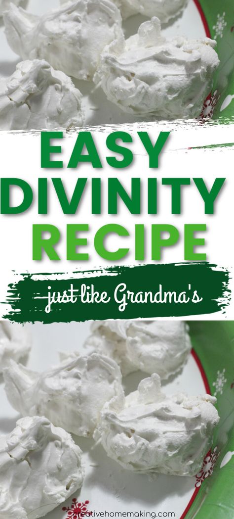 Divinity Recipe Easy, Easy Christmas Divinity, Easy Old Fashioned Desserts, Grandma's Christmas Candy, Easy Divinity Recipe Microwave, Old Fashion Divinity Candy, Divinity Candy Recipe Easy, Divinity Candy Easy, Christmas Divinity Candy Recipes