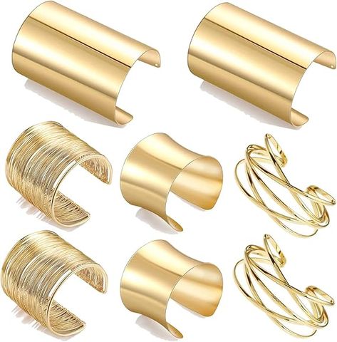 Amazon.com: FIRAZIO 2 Pcs Cuff Bangle Bracelet for Women Open Wide Wire Bracelets Gold Wrist Cuff Wrap Bracelet: Clothing, Shoes & Jewelry Gold Wrist Cuff, Wire Bracelets, Bangles Set, Open Cuff Bracelet, Bracelets Gold, Cuff Bangle Bracelet, Gold Bracelets, Wrap Bracelets, Gold Cuffs