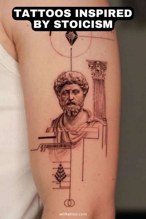 Discover stoic tattoo ideas inspired by ancient Greek philosophy. From meaningful quotes to timeless wisdom, explore tattoo designs that embody the principles of stoicism. Dive into our article for inspirational ink ideas that combine art, aesthetic, and profound philosophical teachings. Stoic Virtues Tattoo Ideas, Stoic Tattoo Ideas Minimalist, Epictetus Tattoo, Greek Tattoo Ideas For Men, Philosopher Tattoo, Seneca Tattoo, Greek Philosophy Tattoo, Aristotle Tattoo, Greek Aesthetic Tattoo