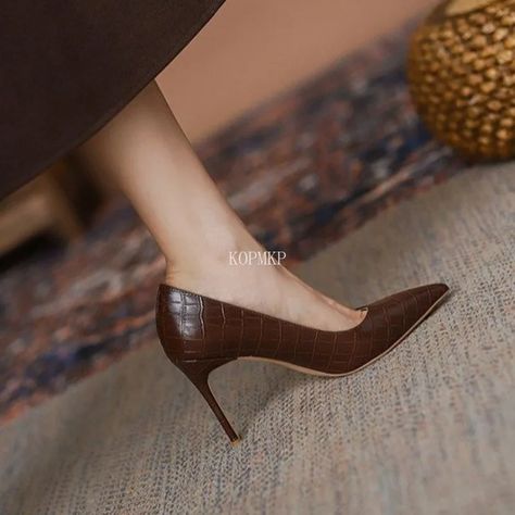 2024 Spring and Summer New Brown Comfortable All-match High Heels Women's Stiletto Sexy Single Shoes Women Zapatos De Mujer - AliExpress Mark Brown, Comfortable Dress Shoes, Comfortable High Heels, Brown Dress Shoes, Work Dresses For Women, Womens Stilettos, Pu Heels, 28 Days, Womens Mid Calf Boots