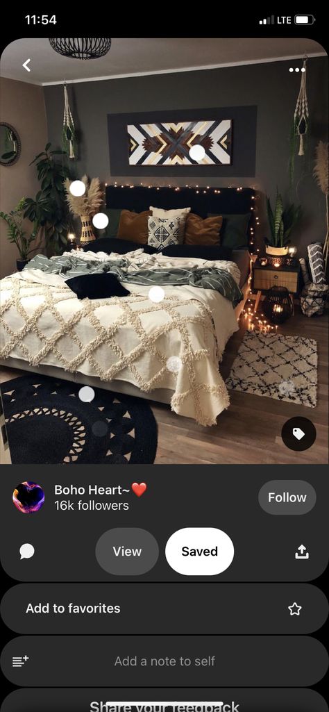 Black Boho Bedroom, Bedroom Teen, Black Boho, Black Wall, Teen Bedroom, Black Walls, Boho Bedroom, Room Ideas, New Homes