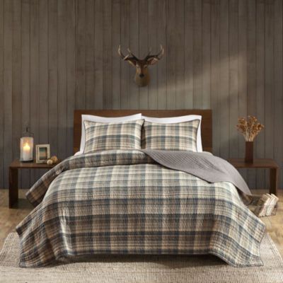 Woolrich Tasha Cotton 3-pc. Quilt Mini Set Taupe Quilt, Cabin Bedding, King Quilt Bedding, California King Quilts, Oversized Quilt, Cozy Homes, King Quilt Sets, Cotton Quilt Set, Plaid Quilt