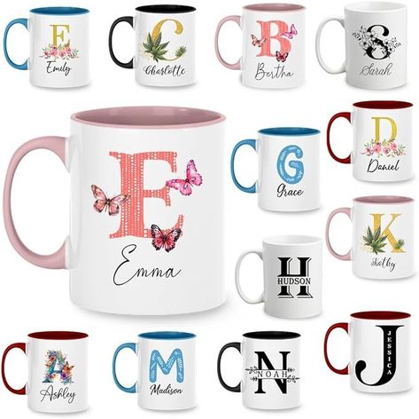 Amazon.com: NETHOUSE Personalized Name & Initial Letter Monogrammed Alphabet Mug, Polka Dot Monogrammed Initial Mug, Butterfly Ceramic Mug Gift For Birthday, Office and Home Use 11oz & 15oz : Home & Kitchen Butterfly Names, Initial Mug, Alphabet Mugs, Monogram Alphabet, Gift For Birthday, Initial Letter, Initial Letters, Monogram Letters, Monogram Initials