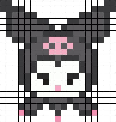 Peler Beads Patterns Halloween, Pixel Art Kuromi Easy, Pixel Art Pattern Kuromi, Kuromi Fuse Beads, Perler Bead Patterns Kuromi, Sanrio Perler Beads Pattern, Kuromi Kandi Pattern, Kuromi Perler Beads Pattern, Valentine Pixel Art