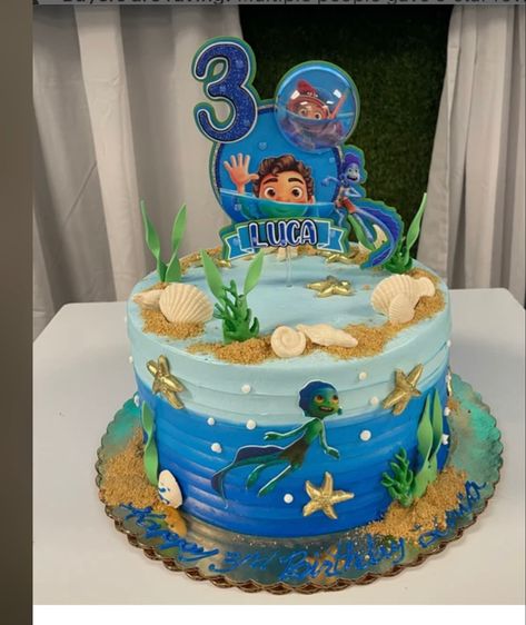 Luca Birthday Party Ideas Decoration, Luca Birthday Cake, Luca Party, Luca Birthday, Luca Disney, 9th Birthday Cake, Baby Birthday Decorations, Baby Birthday Themes, Birthday In Heaven