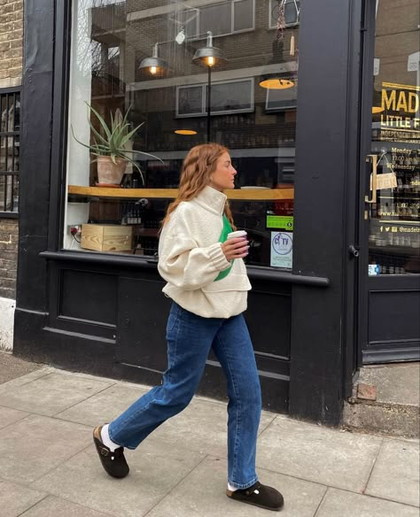 How To Style Vans Slip Ons, Fuzzy Clogs Outfit, Birkenstock Boston Women, Mocha Clogs Outfit, Dark Brown Clogs Outfit, Mocha Boston Clogs Outfit, Jorge Ii Mules Outfit, Chilly Day Outfit Spring, Mocha Birkenstock Boston Outfit