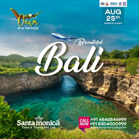 Santamonica Tours & Travels Bali Tour Package Clear Beaches, Rice Terraces, Travel Companies, Tour Packages, Santa Monica, Lush, Terrace, Paradise, Bali