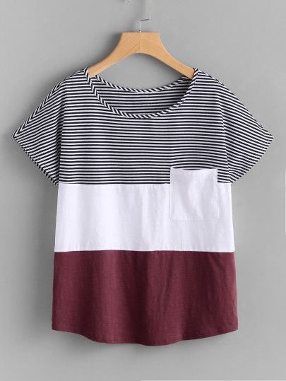 Patch Pocket Front Cut And Sew T-shirt Sewing Shirts, Upcycle Clothes, Sewing Clothes, Tshirts Online, Cute Shirts, Shirt Online, Diy Clothes, Patch Pocket, Blouse Designs