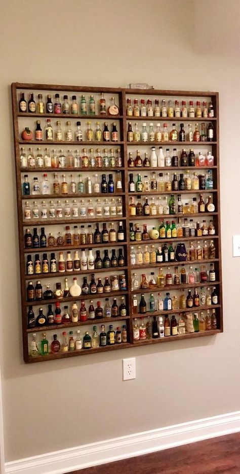 Liquor Bottle Display, Elegant Dorm Room, Mini Liquor Bottles, Bar In Casa, Drywall Anchors, Home Bar Designs, Bottle Display, Liquor Bottle, Liquor Bottles