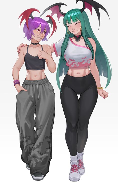 Felicia Darkstalkers Fanart, Morrigan Aensland Fanart, Morrigan Fanart, Darkstalkers Lilith, Morrigan And Lilith, Lilith Darkstalkers, Lilith Aensland, Survival Clothes, Torso Anatomy