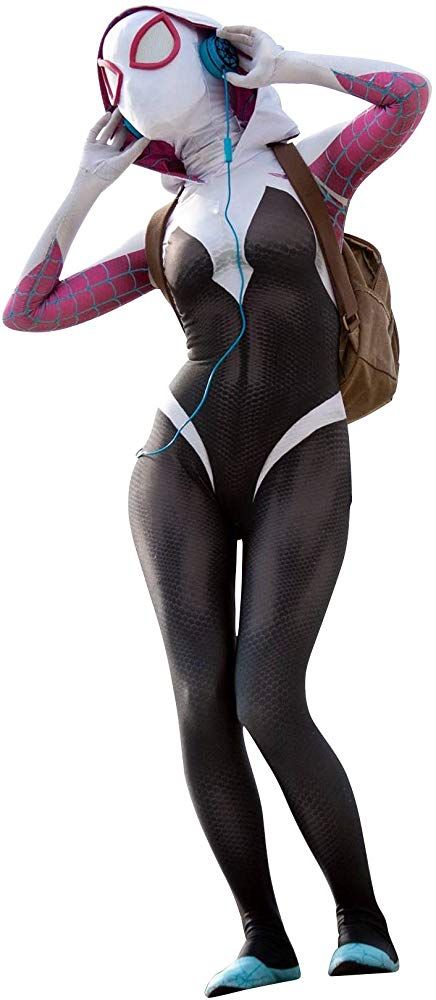 Gwen Stacy Suit, Gwen Stacy Costume, Spiderman Family, Gwen Stacy Cosplay, Gwen Cosplay, Spider Gwen Cosplay, Sibling Costume, Diy Halloween Games, Bodysuit Costume