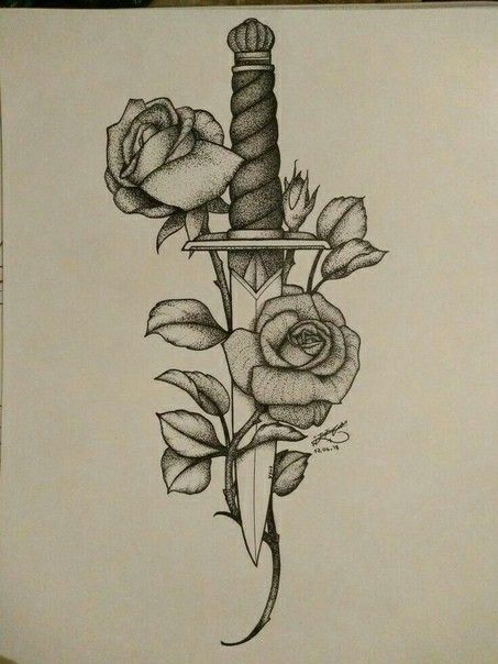 Knife Rose Tattoo, Knife And Rose Tattoo, Kunst Tattoos, Inspiration Tattoos, Tattoos Geometric, Back Tattoos For Guys, Tattoo Ideas For Women, Tattoo Art Drawings, Sleeve Tattoos For Women