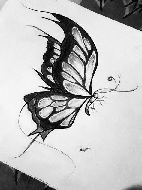 Drawing Ideas Butterfly, Bird Drawing Ideas, Butterfly Drawing Outline, Sketch Butterfly, Birds Drawing, Drawing Ideas Creative, Fly Drawing, Butterfly Art Drawing, Butterfly Sketch