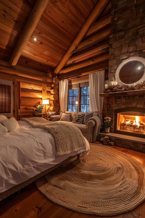 Cabin Style Ranch Home, Winter Lodge Bedroom, Pretty Home Interior, Ranch House Aesthetic Interior, Country Houses Interiors, Cabin Aesthetic Bedroom, Houses With Character Interior, Country House Aesthetic Interior, Cozy Winter Bedroom Ideas