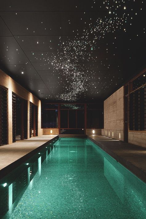 Fiber optic lights Drømme Bad, Indoor Swimming Pool Design, Indoor Pool Design, Indoor Spa, Piscina Interior, Indoor Pools, Indoor Swimming Pool, Luxury Pools, Dream Pools