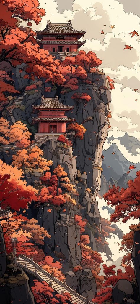 Japanese Art Prints, Desktop Wallpaper Art, Japanese Artwork, Art Gallery Wallpaper, Funny Phone Wallpaper, Creative Graphic Design, Cool Anime Guys, Fantasy Art Landscapes, Anime Scenery Wallpaper