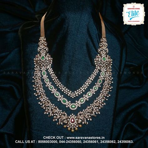 Diamond Haram, Star Jewellery, Diamond Earrings Online, Haram Designs, Bridal Diamond Necklace, Indian Wedding Jewelry Sets, Long Haram, Gold Temple Jewellery, Diamond Necklace Designs