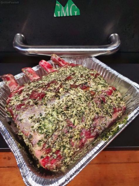 Smoked Prime Rib Pellet Smoker, Smoked Prime Rib Recipe, Pellet Smoker Prime Rib Roast, Traeger Prime Rib, Pellet Grill Prime Rib, Traeger Smoked Prime Rib, Prime Rib Roast Recipe Bone In Traeger, Traeger Smoked Prime Rib Roast, Foolproof Prime Rib Recipe