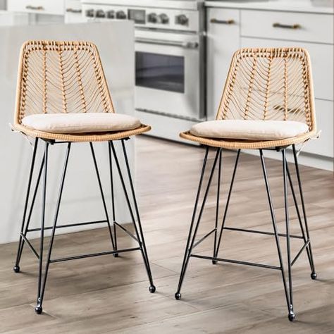 Outdoor Counter Stools, Wicker Bar Stools, Outdoor Counter, Counter Stools With Backs, Rattan Counter Stools, Rattan Bar, Power Coating, Rattan Bar Stools, Bar Stools Kitchen Island