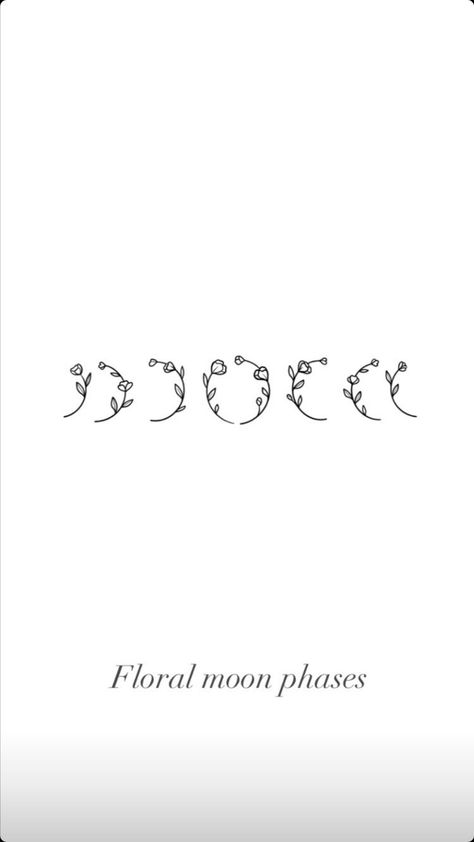 Moon Phases Tattoo Unique, Moon Phases Tattoo With Flowers, Flower Phases Tattoo, Lunar Phases Tattoo Minimalist, Floral Phases Of The Moon Tattoo, Phases Of The Moon Tattoo Meaning, Simple Moon Phase Tattoo Designs, Moon Phases Tattoo Floral, Moon Phases Drawing Simple