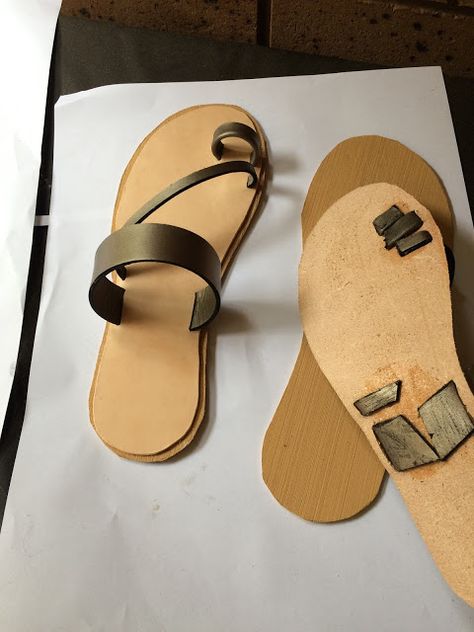 I tried to come up with a witty project title, I really did. But seriously... I MADE SHOES!      Real sandals. Out of leather. ... Diy Leather Sandals, Make Your Own Shoes, Diy Sandals, Diy Slippers, Sandals Patterns, Shoe Crafts, Handmade Leather Shoes, Handmade Sandals, Shoe Pattern