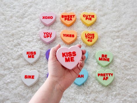 Large Conversation Hearts Custom Text, Classic and Sassy Phrases, Plastic Valentines Day Candy Hearts, Modern Sweetheart Gift Decor Valentines Day Room Decor, Sassy Phrases, Valentines Day Candy Hearts, Valentines Day Candy, Conversation Hearts Candy, Newnan Ga, Valentines Decor, Classic Candy, Heart Wall Decor