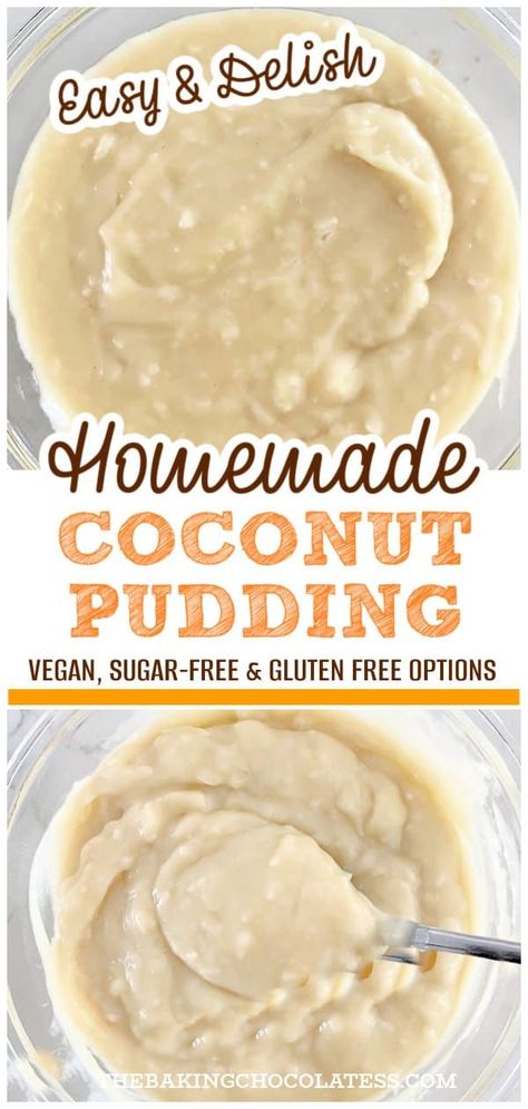 Looking for an easy and delicious coconut pudding recipe? Try our homemade coconut pudding recipe that's perfect for keto and vegan diets. Our sugar-free coconut dessert recipe is a healthy and tasty option for satisfying your sweet tooth. Check out our easy coconut pudding recipes and coconut pudding dessert recipes for more delicious ideas. Coconut Pudding Recipes, Coconut Pudding Dessert, Banana Cream Pie Recipe With Pudding, Coconut Cream Pudding, How To Make Pudding, Sugar Free Desserts Healthy, Easy Pudding, Chocolate Pie With Pudding, Homemade Chocolate Pudding