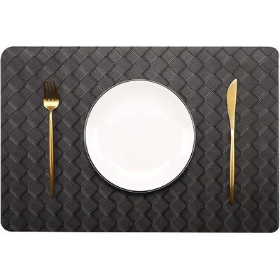 Package: Set of 4 Place mats, Good Size:17.8*11.8 inch, ECO Material:PU leather, EVA, Cotton Color: Black | Latitude Run® 4 Piece Faux Leather Placemat in Black, Size 17.8 W in | Wayfair Black Placemats, Leather Table, Classic House Exterior, Dining Table Set, Place Mats, Classic House, Table Mats, Table Set, Dining Table Setting