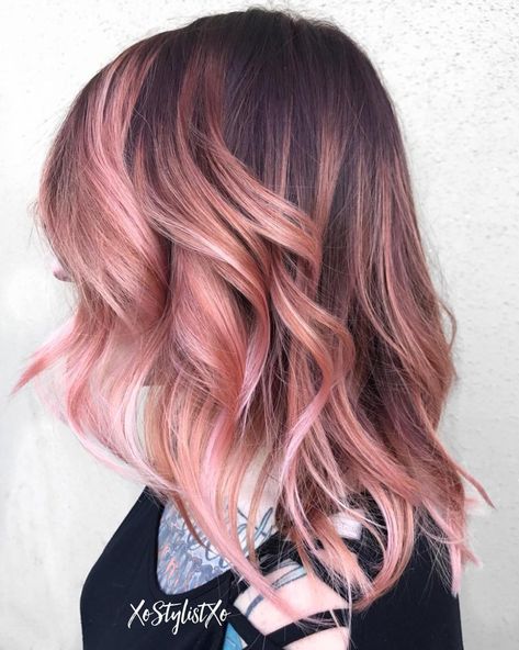 hannah d saved to Beauty Pastel Pink Balayage For Brown Hair, Article from therighthairstyles.com Sadie Ideas, Pastel Pink Hair Ombre, Coral Hair Color, Sand Hair, Balayage Hair Rose, Hairstyle Diy, Pink Balayage, Rose Gold Balayage, Coral Hair